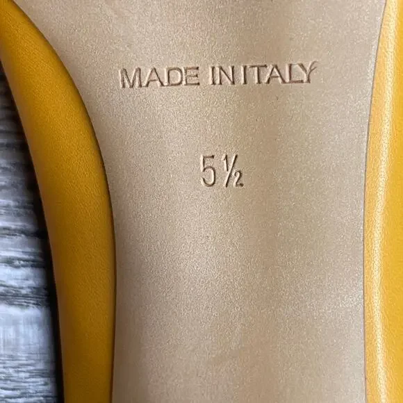 Everlane The Day Leather Heel Size 5.5 Mustard Yellow comfort shoes preppy - Picture 10 of 11